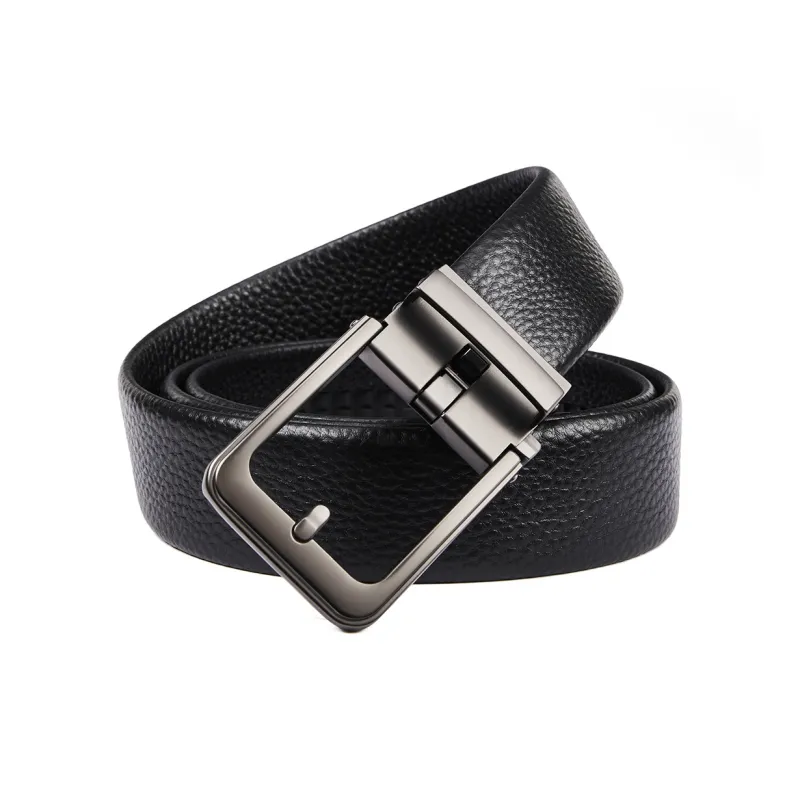 RED DRAGONFLY Fashion Trend Top Grain Cow Leather Men's Pin Buckle Belt Men's Width 3.5CM-1