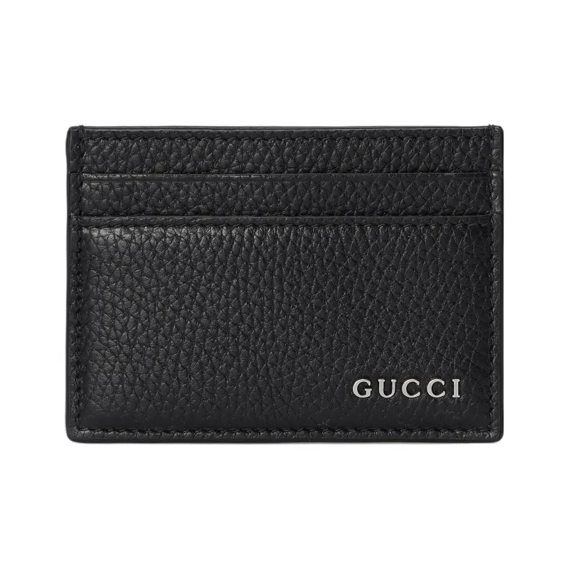 GUCCI Leather Card Holder Card Holder Men's Black-0