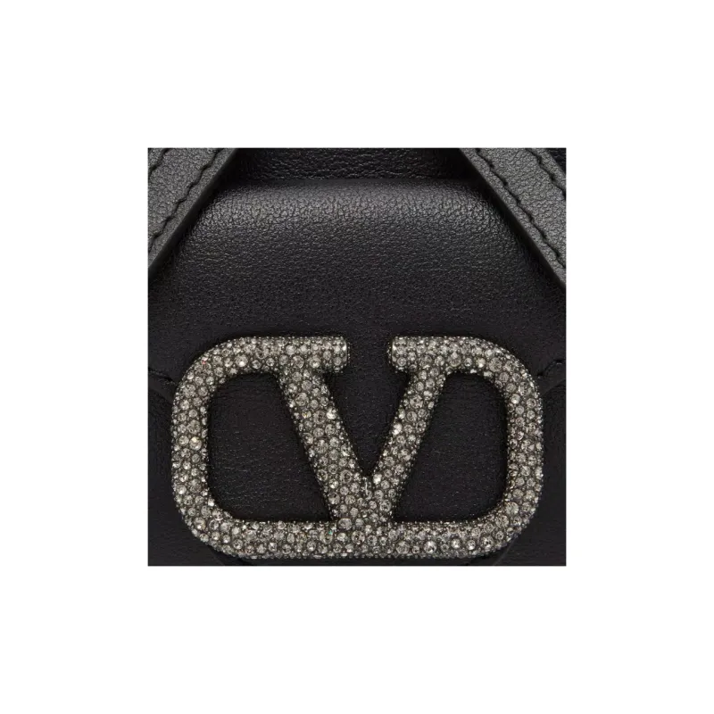 Valentino Locò Calfskin Shoulder Bag, Crossbody Bag, Handbag Mini Women's Black-6