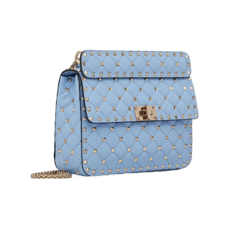 Valentino ROCKSTUD SPIKE Quilted Nappa Leather Portable Crossbody Bag, Shoulder Bag Women's Cerulean-1