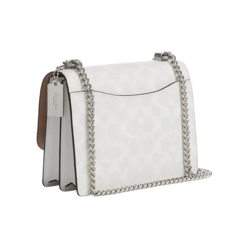 COACH Klare Canvas With Leather Chain Bag, Shoulder Bag, Crossbody Bag Mini Women's Chalk White & Glacier White-1