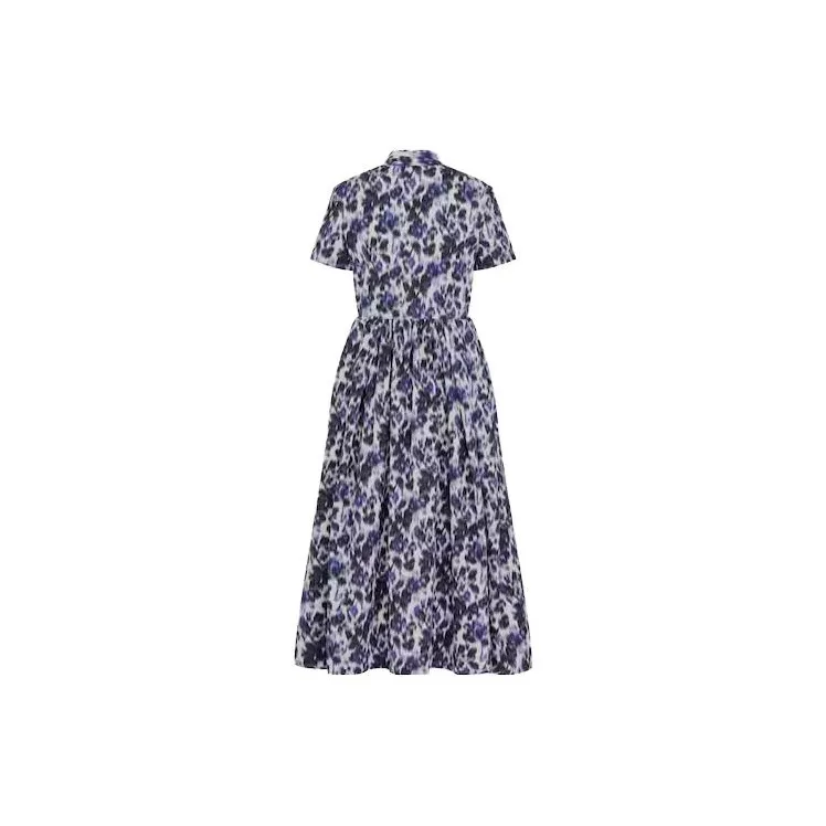 DIOR Flared Shirt Dress Short-Sleeved Dresses Women's Dark Blue-1