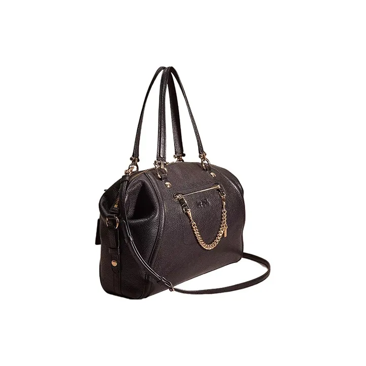COACH Prairie Leather Travel Bag Handbag Shoulder Bag Crossbody Bag Large Size Women's Light Gold/Black-1