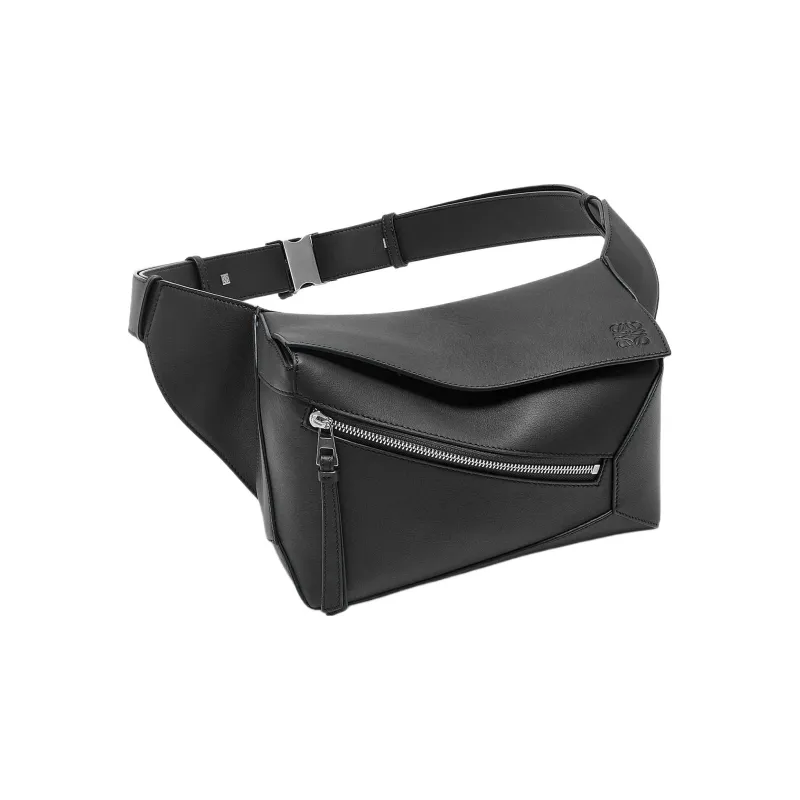 LOEWE Puzzle Cow Leather Fanny Pack Small Size Women's Black-2