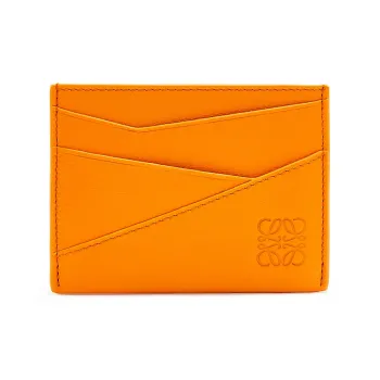 LOEWE Puzzle Cow Leather Card Holder Men's Radiant Honey Orange
