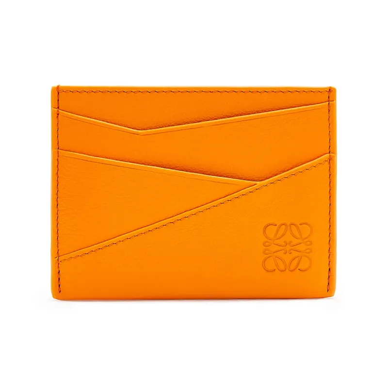 LOEWE Puzzle Cow Leather Card Holder Men's Radiant Honey Orange-0