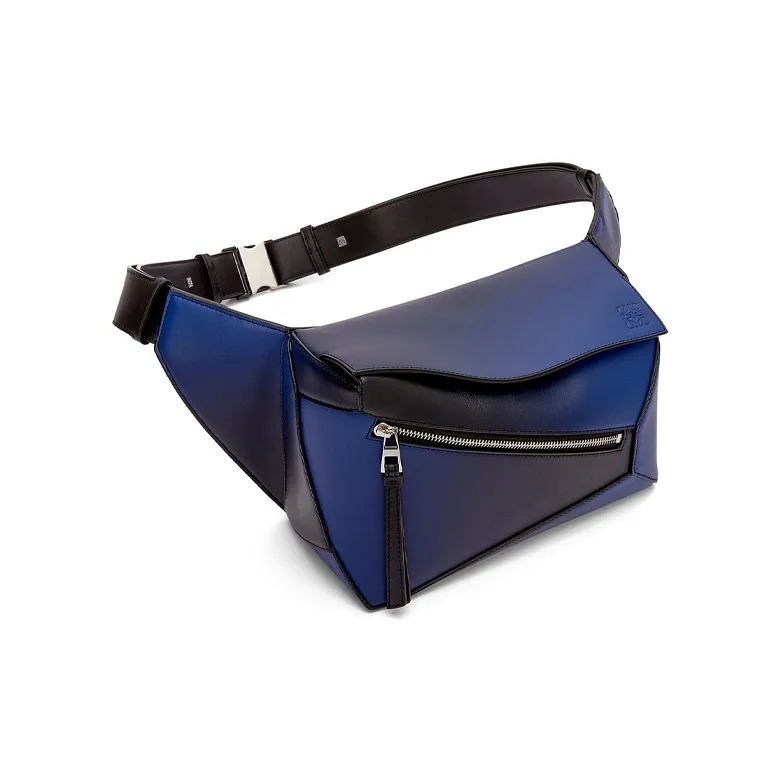 LOEWE Puzzle Silk Cow Leather Fanny Pack Small Size Men's Marine Blue-2