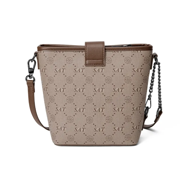 ST&SAT Pvc Shoulder Bag Crossbody Bag Bucket Bag Chain Bag Medium Size Women's Coffee-2