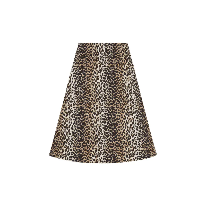 GANNI Leopard Printed Midi Skirt-1