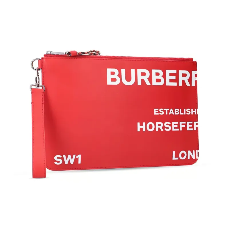 Burberry Leather Clutch Men's Red-1