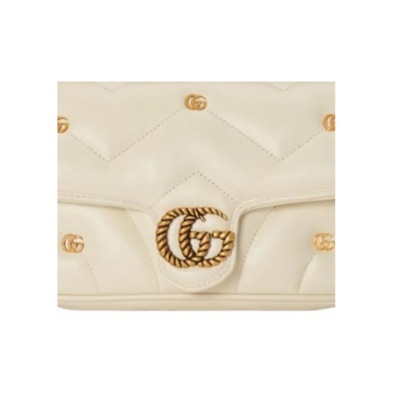 GUCCI GG Marmont Leather Shoulder Bag, Crossbody Bag Mini Women's Ivory White-9