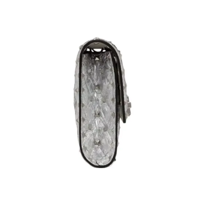 Valentino ROCKSTUD SPIKE Lambskin Crossbody Bag Shoulder Bag Women's Silver-3