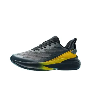 Anta Cushioning Wear Resistant Low Top Running Shoes Men's Black Gray Yellow