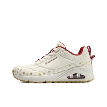 Skechers Uno Durable Breathable Lightweight Low Top Casual Shoes Women's White Red