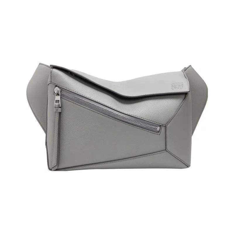 LOEWE Puzzle Cow Leather Fanny Pack Small Size Women's Asphalt Gray-0