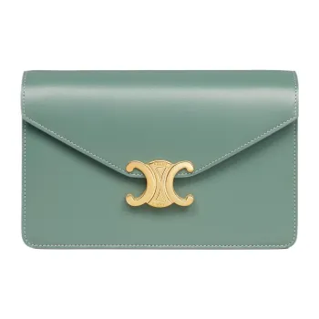 CELINE Shiny Calfskin Wallet Women's Celadon