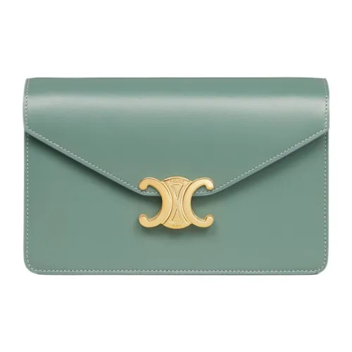 CELINE Shiny Calfskin Wallet Women's Celadon