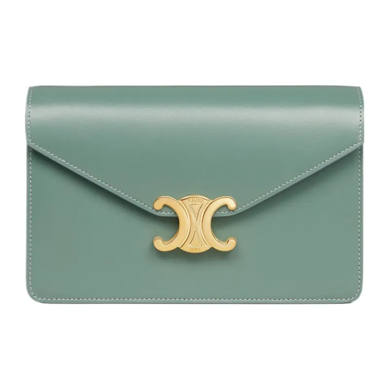 CELINE Shiny Calfskin Wallet Women's Celadon-0