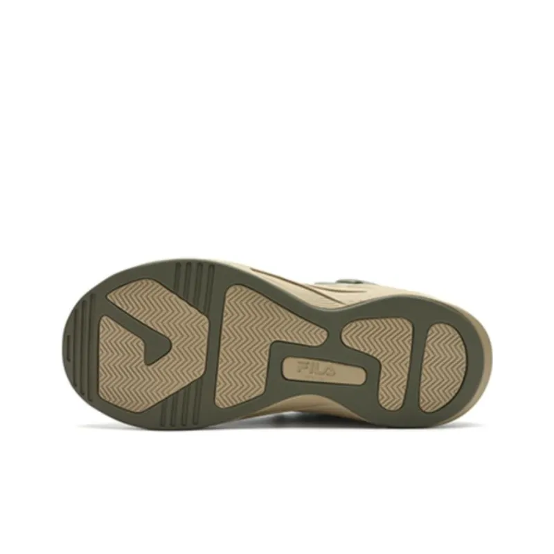 FILA FUSION THE MASH Cushioning Wear Resistant Mid Top Vintage Basketball Shoes Men's Green Yellow-4
