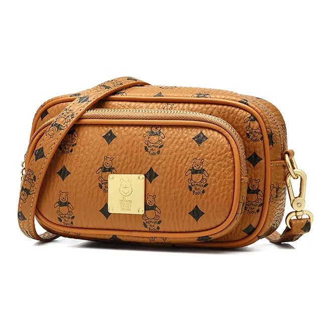 Disney Leather Boston Bag, Camera Bag, Crossbody Bag, Shoulder Bag Women's Brown-2