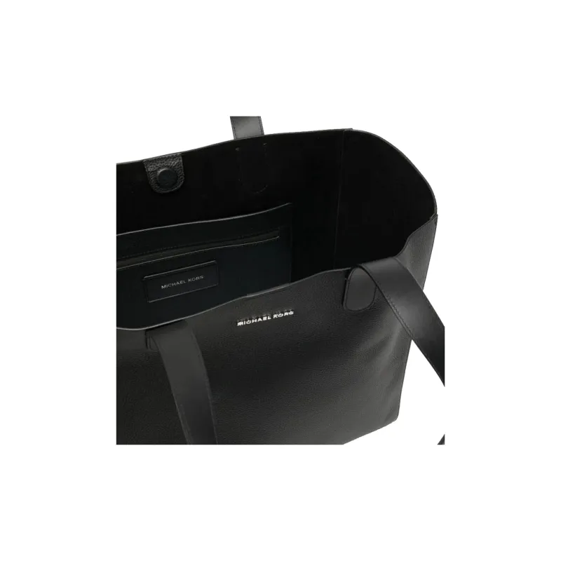 MICHAEL KORS Hudson Pebbled Leather Tote Bag, Shopping Bag, Handbag, Shoulder Bag Men's Black-4