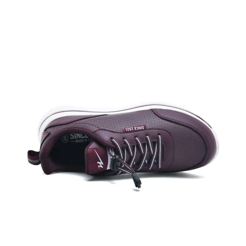 Binary Cushioning Height Increasing Lightweight Slip Resistant Low Top Casual Shoes Women's Burgundy-2