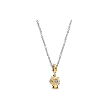 Pandora 925 Sterling Silver, Gold Plated, Copper Silver Alloy, Synthetic Cubic Zirconia, Glass Necklaces Women's Gold