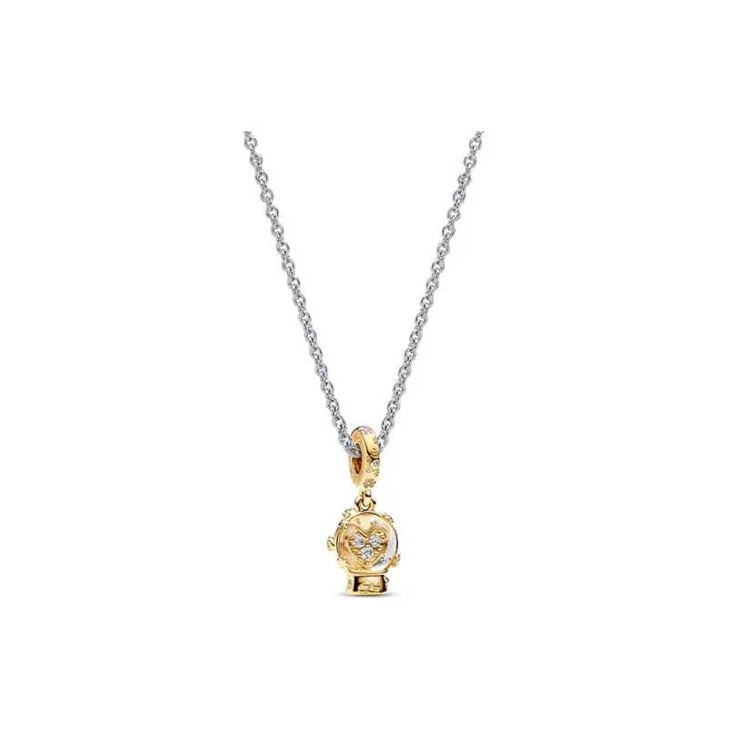 Pandora 925 Sterling Silver, Gold Plated, Copper Silver Alloy, Synthetic Cubic Zirconia, Glass Necklaces Women's Gold-0