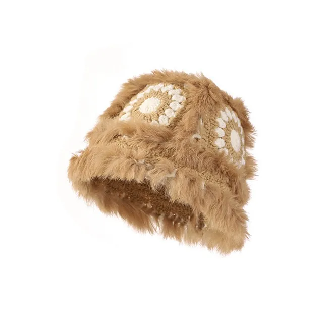 EEEENO Rabbit Fur Beanies Women's-5