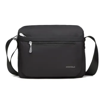 Crocodile Fabric Crossbody Bag Small Square Bag Fabric Bag Shoulder Bag Regular Men's Black