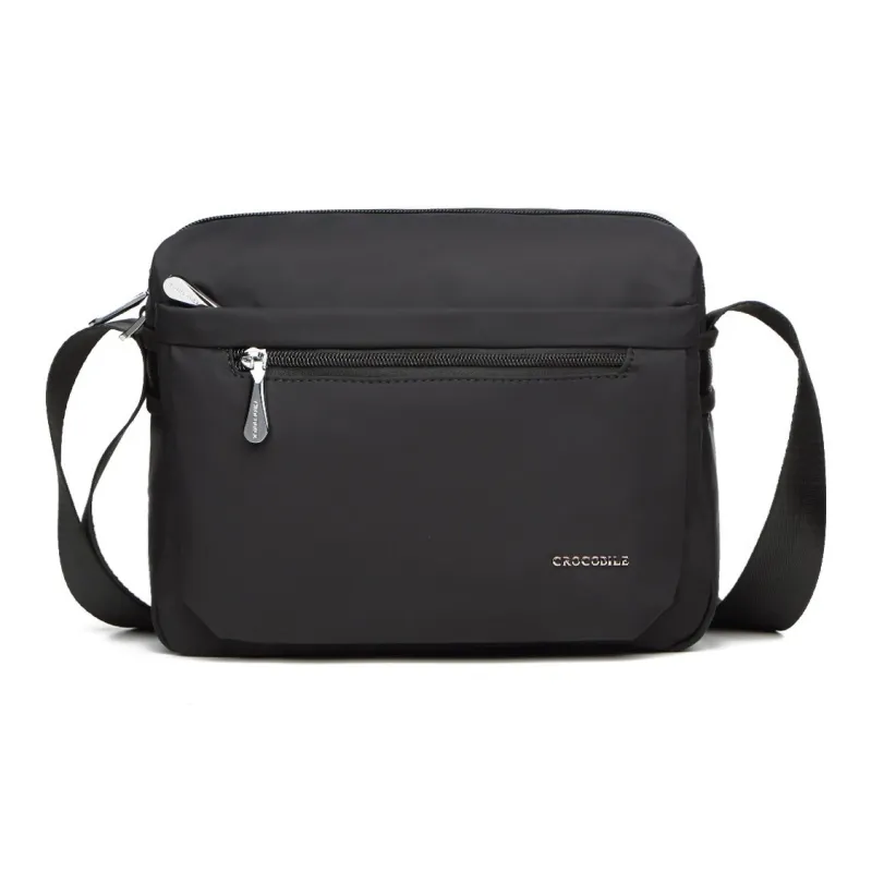Crocodile Fabric Crossbody Bag Small Square Bag Fabric Bag Shoulder Bag Regular Men's Black-0