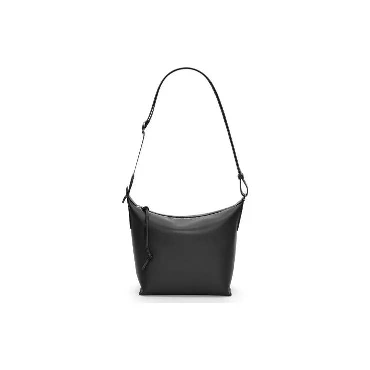 LOEWE Cubi Soft Smooth Cow Leather With Jacquard Fabric Handbag, Shoulder Bag Men's Black-1