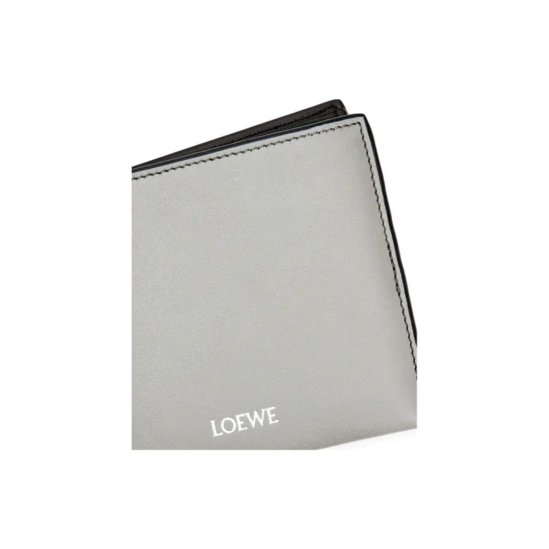 LOEWE Shiny Nappa Cow Leather Wallet Men's Pearl Gray & Dark Gray-4