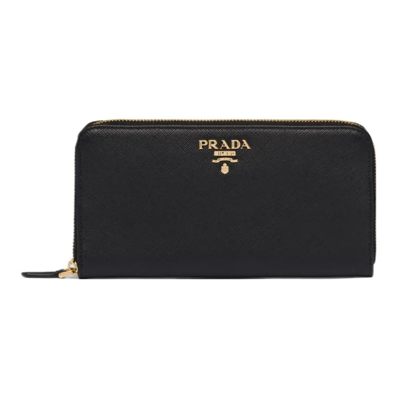 PRADA Leather Wallet Tubas Women's Black & Rose-0