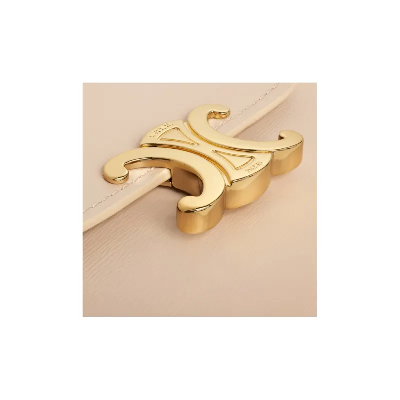 CELINE Triomphe Shiny Calfskin Wallet Small Size Women's Nude-4