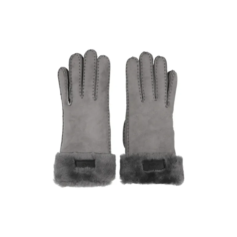 UGG Genuine Leather Knit Gloves Women's Gray-0