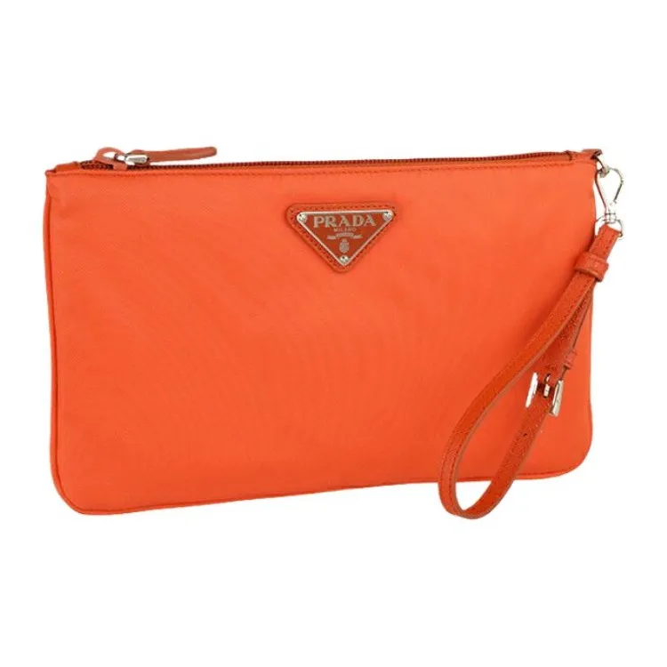 PRADA Nylon Clutch Women's Orange-1