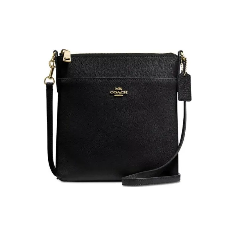 COACH Kitt Leather Messenger Bag, Shoulder Bag, Crossbody Bag Small Size Women's Black-0