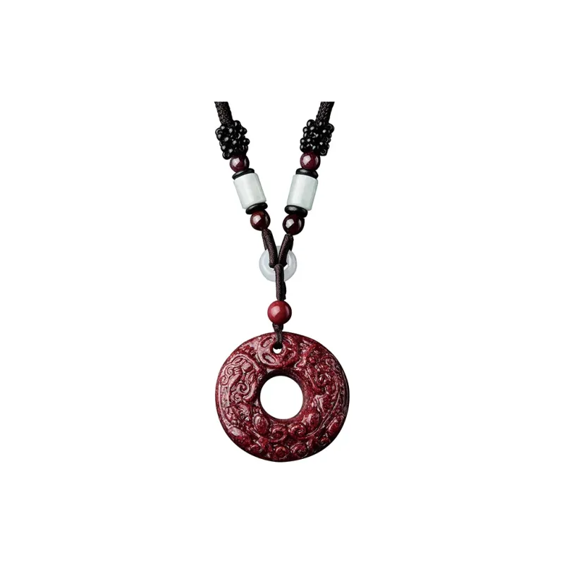 Moonstone Edge Reconstructed Cinnabar Jade Pendants Unisex-0