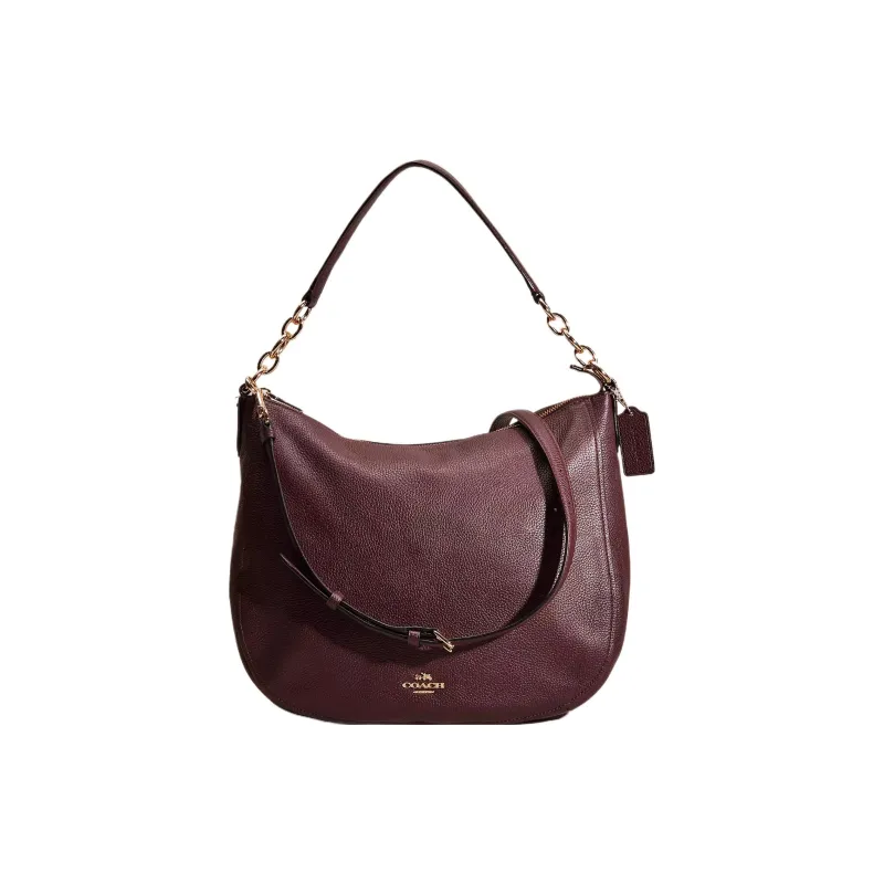 COACH Chelsea Leather Hobo Bag Portable Crossbody Bag Shoulder Bag Large Size Women's Fuchsia-0