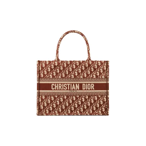 DIOR BookTote Canvas Tote Bag Shopping Bag Shoulder Bag Crossbody Bag Handbag Medium Size Women's Chocolate Brown