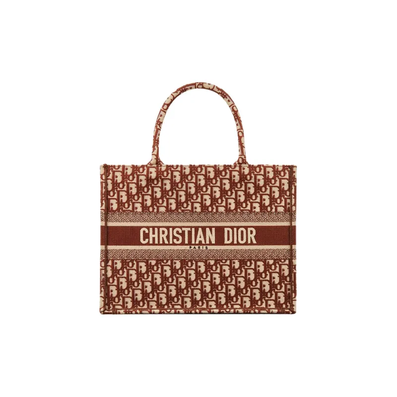 DIOR BookTote Canvas Tote Bag Shopping Bag Shoulder Bag Crossbody Bag Handbag Medium Size Women's Chocolate Brown-0