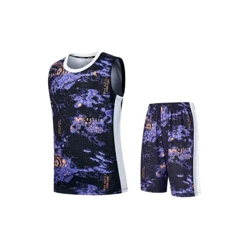 QIAODAN Casual Sportswear Men Black Oxidized Purple Print Jordan White