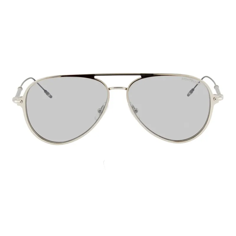 MONTBLANC Metal Aviator Sunglasses Men's Silver-1