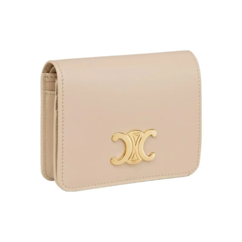 CELINE Triomphe Cow Leather Wallet Women's Nude-1