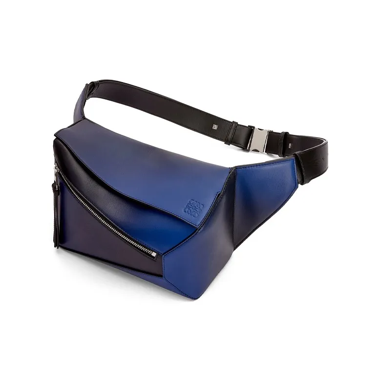 LOEWE Puzzle Silk Cow Leather Fanny Pack Small Size Men's Marine Blue-1