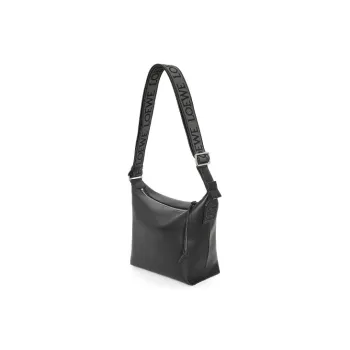LOEWE Cubi Soft Smooth Cow Leather With Jacquard Fabric Handbag, Shoulder Bag Men's Black