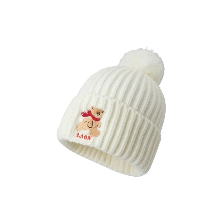 FREE RABBITⅡ Warm Korean Style Facial Small Wool Ball Knitted Fabric Beanies Unisex-1
