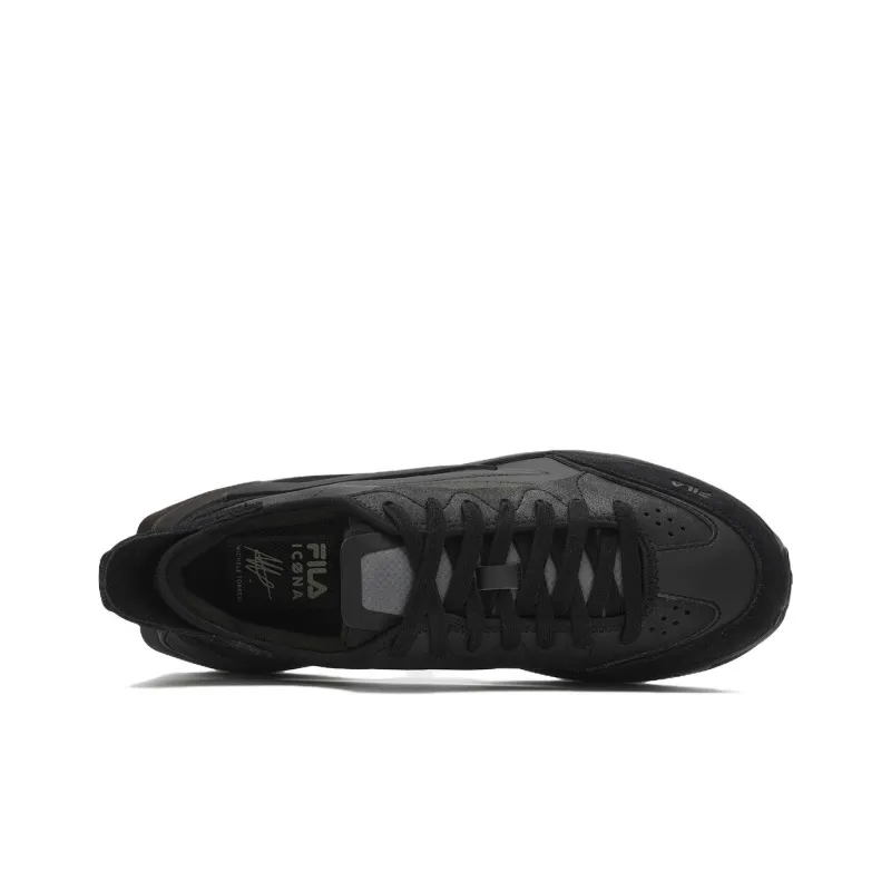 FILA KM Cushioned Wear Resistant Breathable Low Top Casual Running Shoes Men's Black-2
