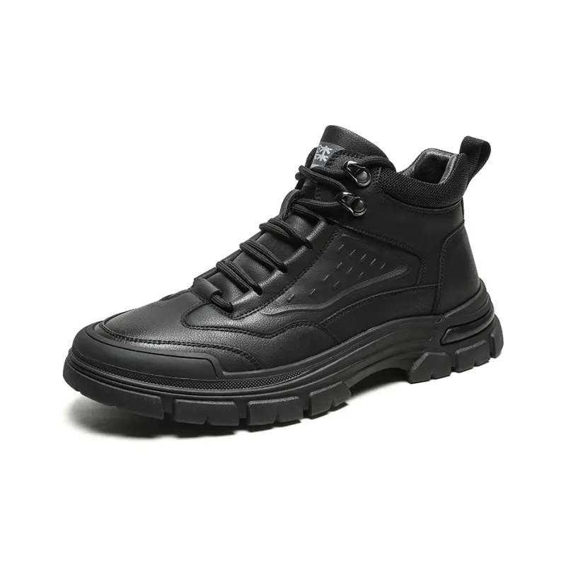 Mulinsen Work Boots Men High Top Black/Khaki-2